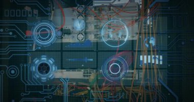 Küre ve bağlantı ağı olan metnin animasyonu. Dijital arayüz teknolojisi ve ağ konsepti dijital olarak oluşturuldu.