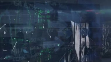 Kafkasyalı iş kadınıyla ilgili finansal veri işleme animasyonu. Küresel Avrupa ekonomisi politika ve teknoloji kavramını dijital olarak oluşturulmuş video.