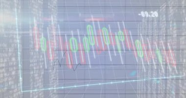 Şekiller üzerinde veri işleme animasyonu. küresel iş ve dijital arayüz kavramı dijital olarak oluşturulmuş video.