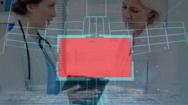 Çeşitli doktorların şemalarının animasyonu. küresel bilim, tıp ve dijital arayüz kavramı dijital olarak üretilen video.