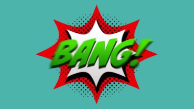 Animation of 5 comic option texts on different backgrounds. social media, comic and communication concept digitally generated video.