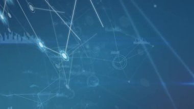 Animation of network of connections over data processing. Global connections technology and digital interface concept digitally generated video.