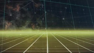 Animation of network of connections and metaverse grid. Global connections and data processing concept digitally generated video.