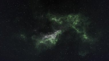 Işık noktaları ve siyah arka plandaki yıldızların animasyonu. Soyut arkaplan ve şablon kavramı dijital olarak oluşturuldu.