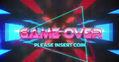 Oyunun animasyonu bitti. Lütfen neon tünellere parasız metin pankartı takın. Video oyunu arayüzü ve teknoloji kavramı