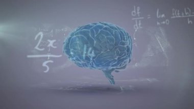 Matematiksel denklemlerin VR kulaklık ağının dünya çapındaki animasyonu. Küresel bilim dijital arayüz teknolojisi ve dijital olarak üretilen ağ konsepti.