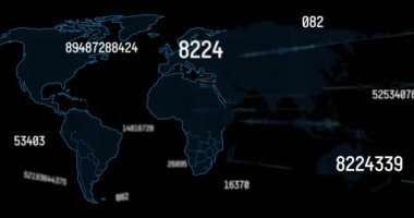 Yüklemede mavi çizgili harita uzaklaşıyor, sayılar, büyüler ve işaretleyicilerle dolduruluyor veri akışını görselleştiriyor. Coğrafi, küresel, ekran, kaplamalar, analitik, gösterge paneli, neon