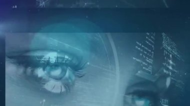 Beyaz noktaların üzerinden veri işleme animasyonu. küresel iş ve dijital arayüz kavramı dijital olarak oluşturulmuş video.