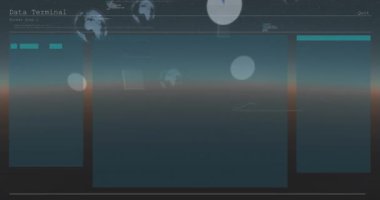 Çift ton arkaplanına karşı veri işleme arayüzünün canlandırması. Bilgisayar arayüzü ve iş teknolojisi kavramı