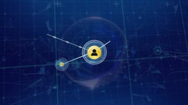 Veri işleme üzerinden bağlantı ağının animasyonu. küresel iş ve dijital arayüz kavramı dijital olarak oluşturulmuş video.