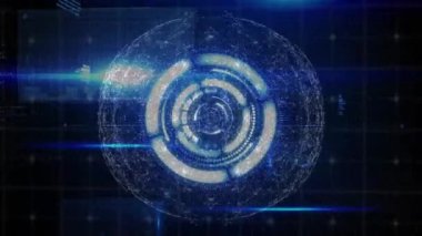 Ağ küresi ile kapsam taramasının animasyonu. küresel hesaplama, veri işleme ve dijital arayüz kavramı dijital olarak oluşturulmuş video.