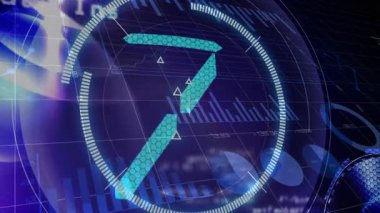Finansal grafikleri ve donanma geçmişindeki verileri sayma animasyonu. Finans, ekonomi, iş, veri işleme ve teknoloji konsepti dijital olarak oluşturulmuş video.
