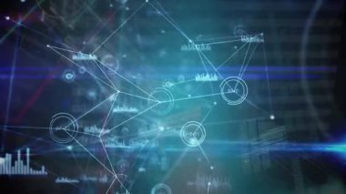 Animation of data processing, globe and network of connections. global connections, network and data processing concept digitally generated video.