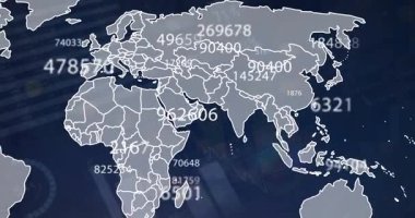 Animation of covid text over world map. Global covid pandemic concept digitally generated video.