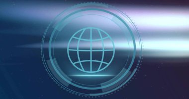 Yoğunlaştırılmış HUD halkalarının içinde ışık çizgileriyle birlikte Cyan hologram küresi gösteriliyor. Arayüz, gelecekçi, neon, deniz mavisi, boşluk, siber, ızgara