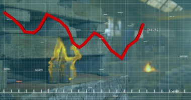 Üst üste yığılmış refraktör levhaları laboratuvar tezgahında iki alev yayıyor, şebeke ve kırmızı çizgi 89.25. Endüstriyel, ateşli, bloklar, kaplama, veri, ölçüm, analitik