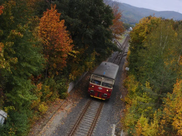 Jirkov Czech Republic October 2020 Old Red Train Analog Noise — Stock Photo, Image