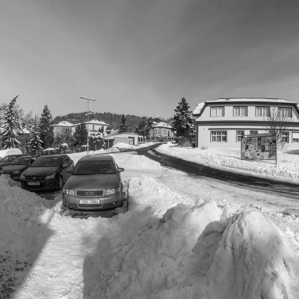 Kadan Tjeckien Februari 2021 Solig Vinter Vaclav Havel Street — Stockfoto