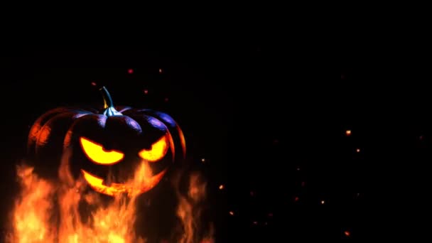 Scary Halloween Pumpkin Fire Seamless Loop Animation Brennender Halloween Kürbis — Stockvideo