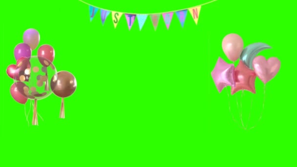 Grattis Födelsedagen Hälsning Video Animation Isolerad Grön Skärm Bakgrund Abstrakt — Stockvideo