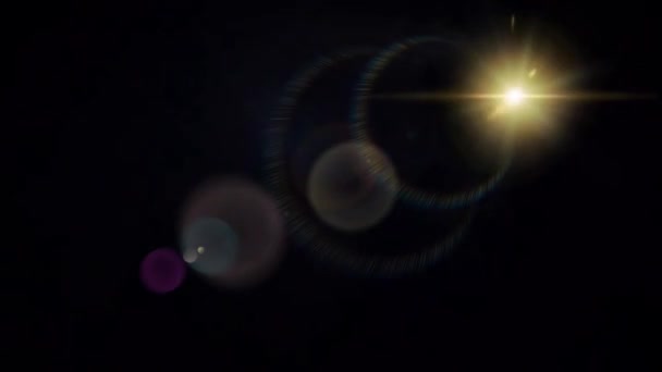 Optik Güneş Işığı Lens Fişeği Efekti Siyah Arkaplan Animasyon Görüntüsü — Stok video