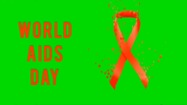 2014 World Aids Day Awareness Sign Red Ribbon Green Screen — 비디오