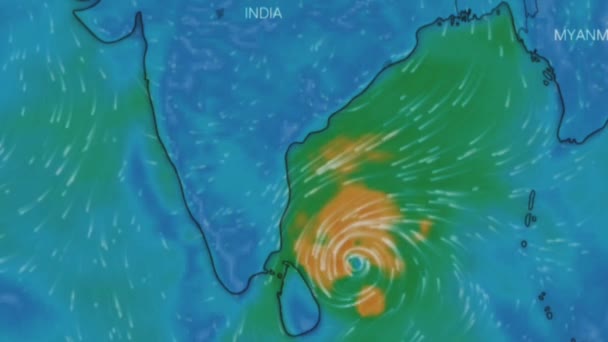 Danger Alert Nivar Monitoraggio Ciclone Vicino Bay Bangale Sul Radar — Video Stock