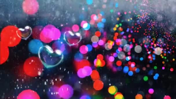 Mooie Heart Love Achtergrond Naadloze Beeldmateriaal Romantische Kleurrijke Glitter Gloeiende — Stockvideo