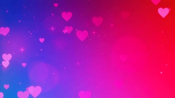 Gyönyörű Heart Love Színes Háttér Zökkenőmentes Felvétel Romantikus Színes Csillogó — Stock videók