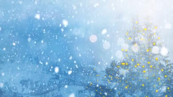 Weihnachten Winter Snow Fall Animation Frohe Weihnachten Und Weihnachtsbaum Winter — Stockvideo