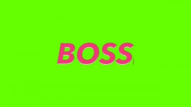 Yeşil Ekran Arkaplanda Patron Neon tabelası göründü. Retro Neon İşaret Patronu dokusu - Döngü Canlandırması.