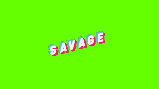 Savage Neon Sign Appear Green Screen Background Retro Neon Sign — Stock Video