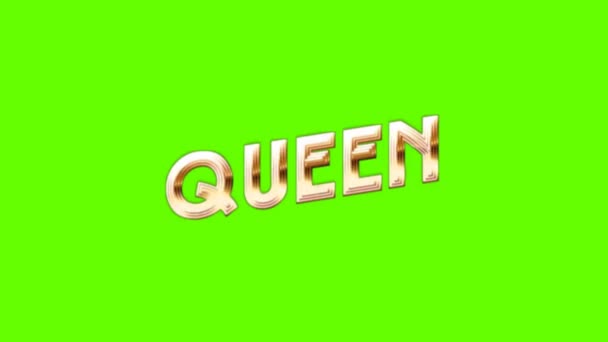 皇后霓虹灯出现在绿色屏幕背景上 复古霓虹灯标志女王纹理 环路动画 — 图库视频影像
