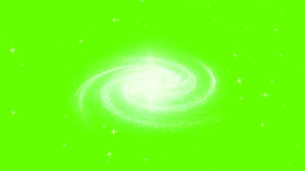 Spiral Galaxy Loop Med Blinkande Stjärnor Grön Skärm Roterande Spiral — Stockvideo