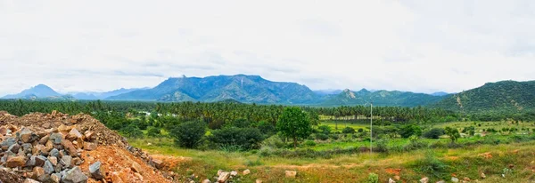 Heuvels Boerderijen Van Zuid India Tamilnadu Panorama Landschap Prachtige Landbouwgronden — Stockfoto
