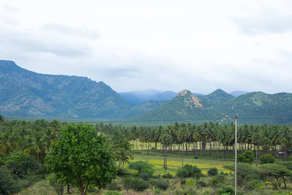 Hügel Und Ackerland Südindiens Tamilnadu Landschaft Schöne Felder Ein Blick — Stockfoto