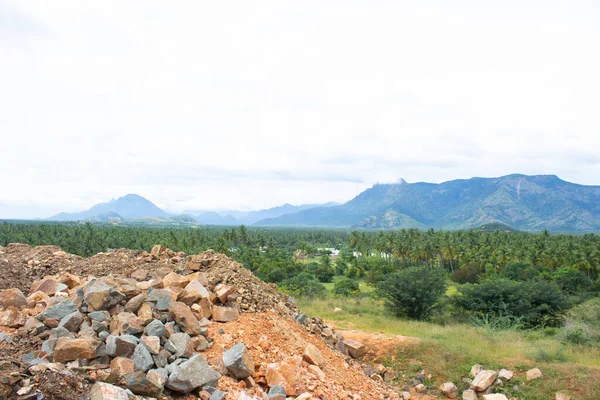 Hügel Und Ackerland Südindiens Tamilnadu Landschaft Schöne Felder Ein Blick — Stockfoto
