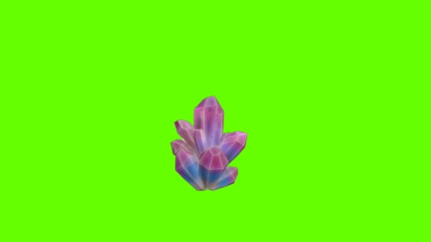 グリーンスクリーン上のダイヤモンドの宝石背景 Animation グリーンマットでクリスタルダイヤモンドモーショングラフィックスを回転させます Chrom — ストック動画