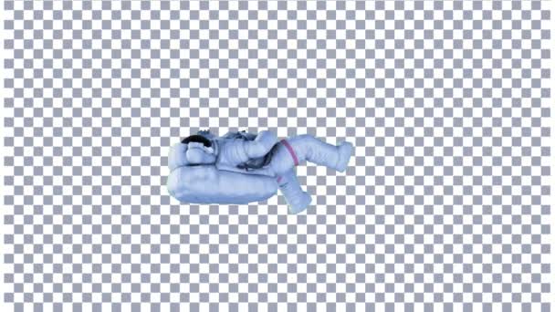 宇航员在阿尔法通道屏幕背景上旋转 无缝线3D动画 旋转宇航员 宇航员旋转背景 — 图库视频影像
