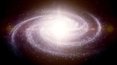 Parlak yıldızlı sarmal gökada döngüsü - 4K Dönen sarmal gökada, derin uzay keşfi, bir galaksinin doğuşu. Uzay Arkaplanı 4K 3D soyut animasyon üzerinde Dönen Spiral Galaksi.