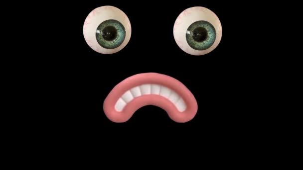 Rolig Tecknad Ansikte Reaktion Med Ögon Och Mun Ansiktsuttryck Animation — Stockvideo