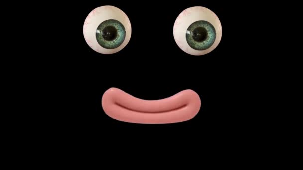 有趣的卡通面部反应与眼睛和嘴 面部表情4K动画 不同的表情和情绪 3D动画 — 图库视频影像