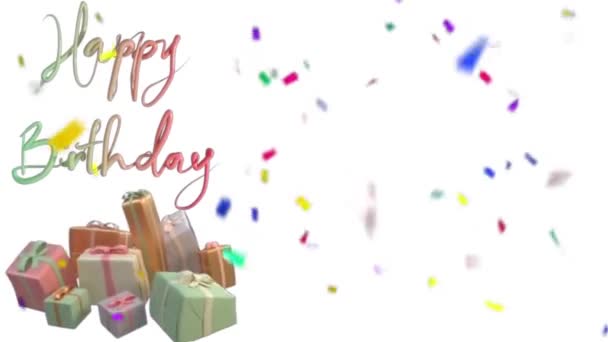 Привітання Днем Народження Анімація Confetti Falling Animation Абстрактний Безшовний Текст — стокове відео
