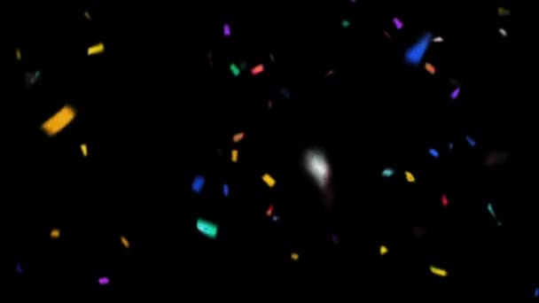 Multicolor Confetti Falling Black Screen Background Animation Γιορτάστε Τις Γιορτές — Αρχείο Βίντεο