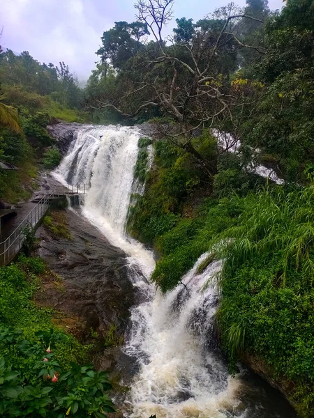 Hermosa Caída Agua Caída Lluvia Monzónica Kerala Water Falls Slow — Foto de Stock