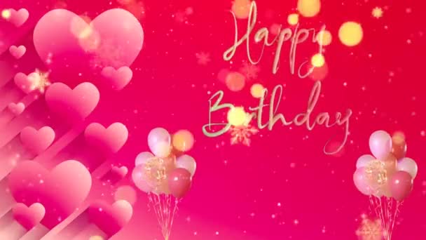 Verjaardagsgroet Rode Achtergrond Animatie Abstract Naadloze Happy Birthday Tekst Met — Stockvideo