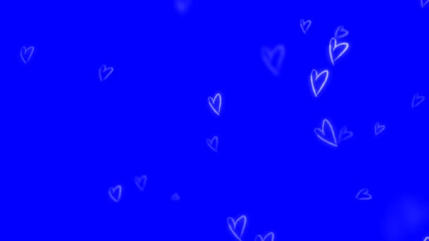 Hermoso Corazón Amor Pantalla Azul Mate Fondo Loop Filmación Romántico — Vídeo de stock