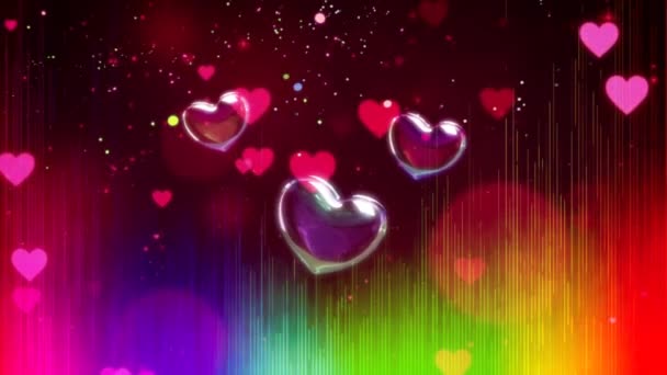 San Valentín Saludo Animación Hermoso Corazón Amor Fondo Seamless Footage — Vídeo de stock