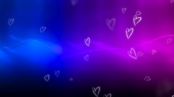 Beautiful Heart Love Colorful Background Animation Footage Romantic Colorful Flying — стоковое видео