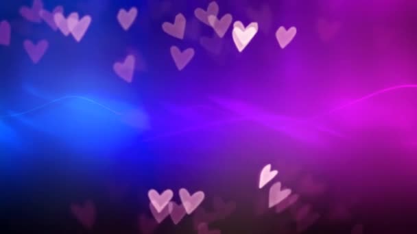 カラフルな背景の美しい心と愛3Dアニメーション映像4K ロマンチックなカラフルなフライングハート ロマンス 記念日の願い バレンタインデーのためのアニメーションの背景 — ストック動画